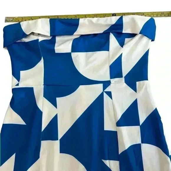 Hello Molly Blue Cubism Mini Party Club Strapless Halter Dress Size 12 - Picture 7 of 8
